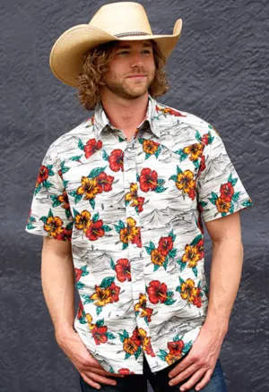 CL10-002-064-0225 Mens Tin Haul  S/S Snaps Tropical Flower