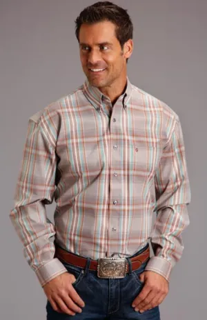 CL11-001-0579-3022 Mens L/S Stetson Desert Dobby Plaid