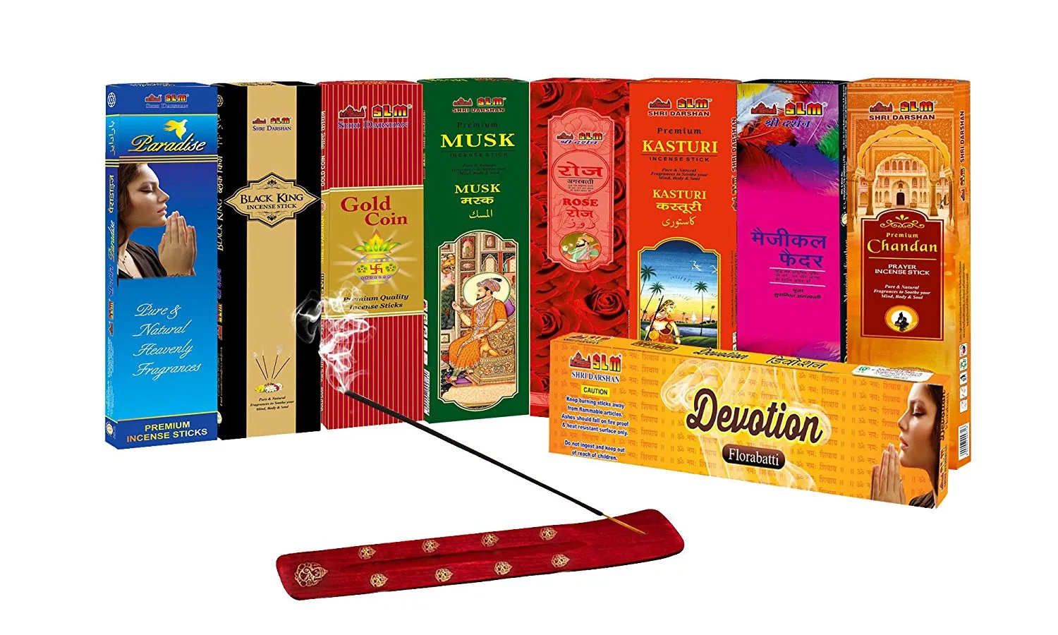 Classic Collection Incense Sticks Combo Pack Of 9 Fragrance And 1 Wooden Stand