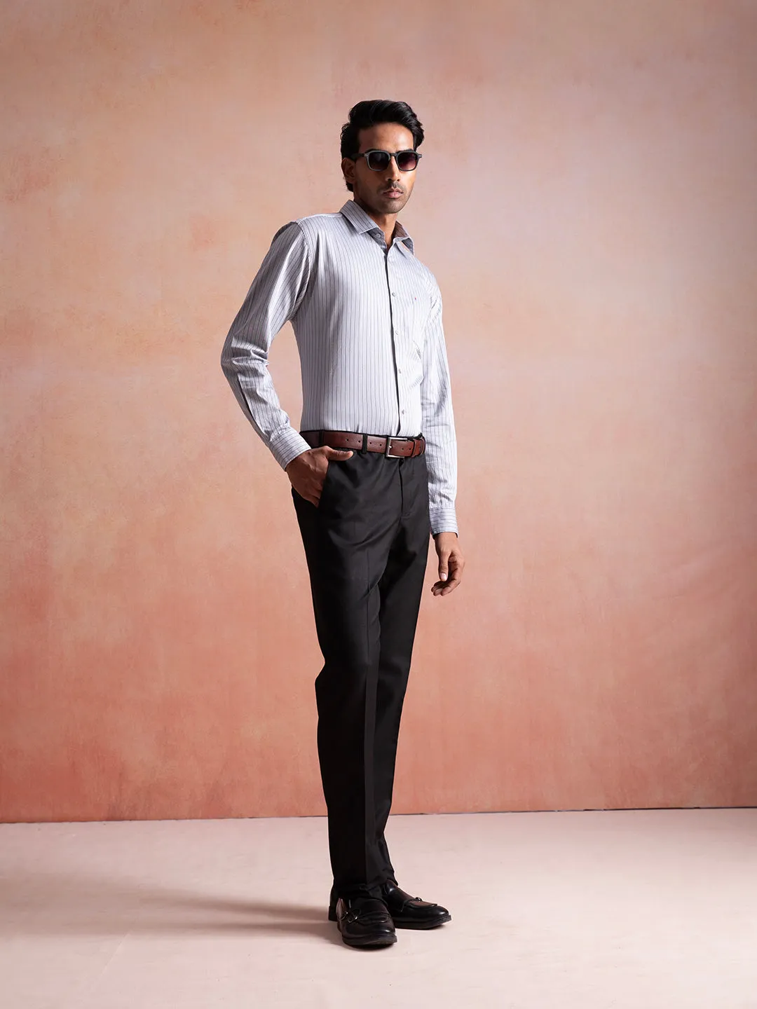 Classic Light Grey Stripe Shirt
