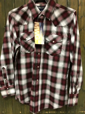 CLI30D02-3XL-Burg/Wht MWG Mens L/S Snap Shirt -  Plaid