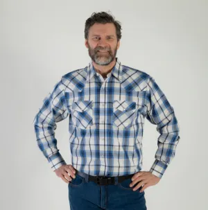 CLI30D02-M-Blu/Yell MWG Mens L/S Snap Shirt -  Plaid