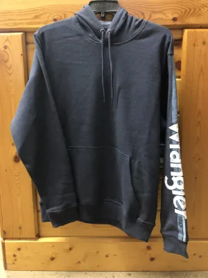 CLMH432IN-S-Blue Mens Wrangler Hoodie Logo Down Sleeve
