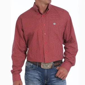 CLMTW1104827-M-Red Cinch L/S Diamond Print Tencel
