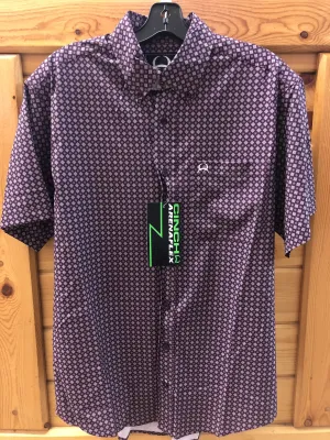 CLMTW1704090-S-PLum Cinch S/S Shirt ArenaFlex Geo Print