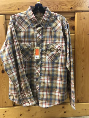 CLMV4023E-LT-Tan Mult Shirt Wrangler Retro L/S Snaps 2 Pocket Plaid