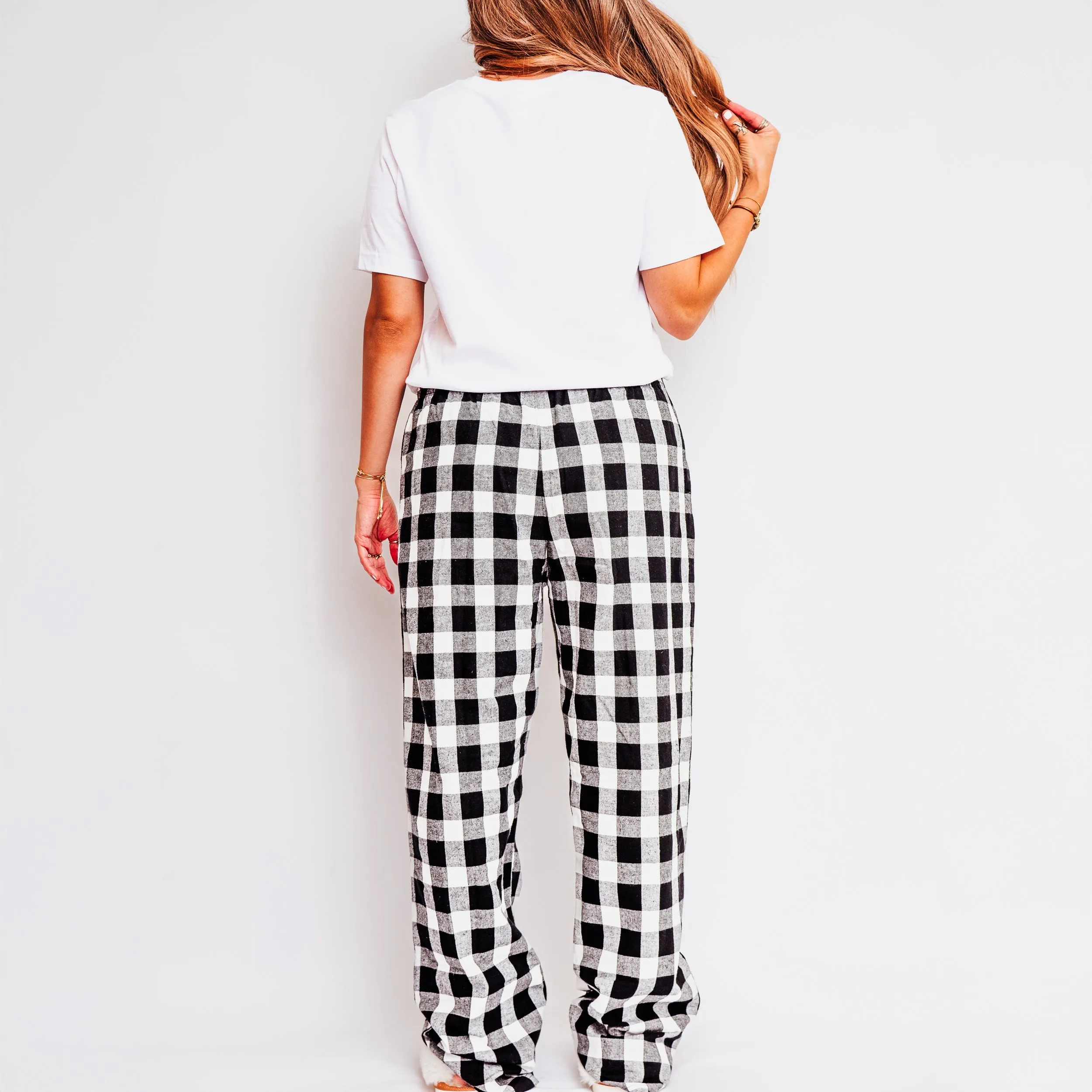 Comfy And Cozy Cursive | Plaid Pajama Set