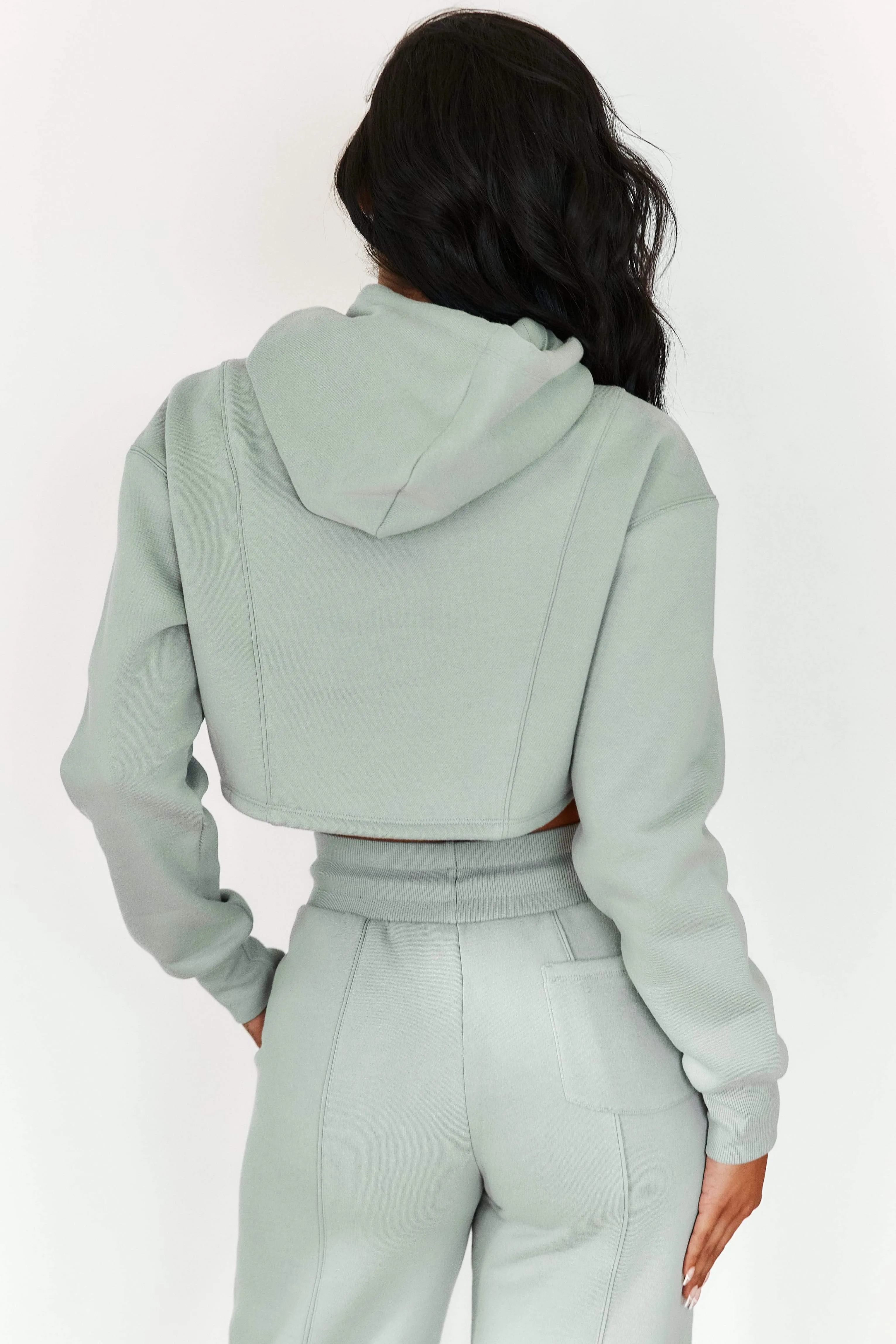 Comfy Cosy Cropped Hoodie - Sage