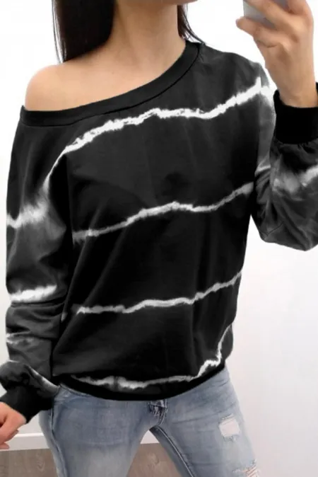 Contrast Tie Dye Striped Print Sweatshirt