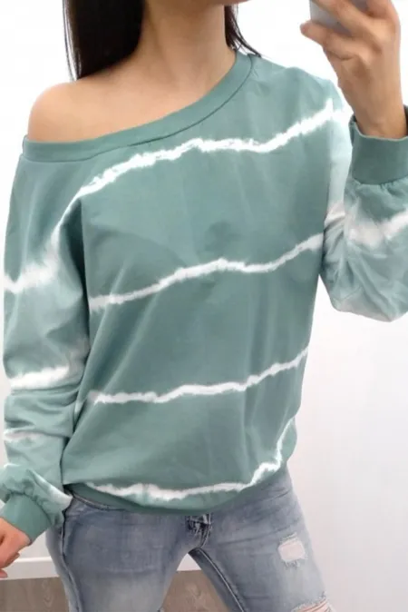 Contrast Tie Dye Striped Print Sweatshirt