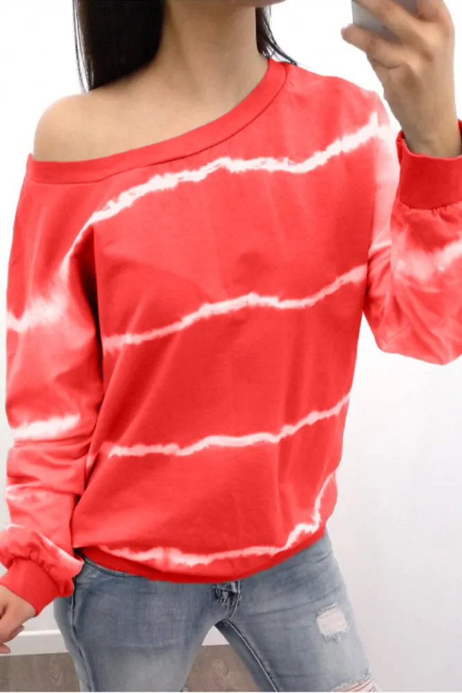 Contrast Tie Dye Striped Print Sweatshirt