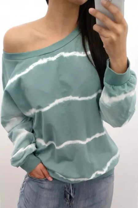 Contrast Tie Dye Striped Print Sweatshirt
