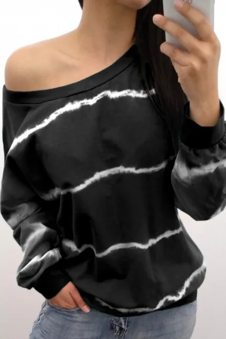 Contrast Tie Dye Striped Print Sweatshirt