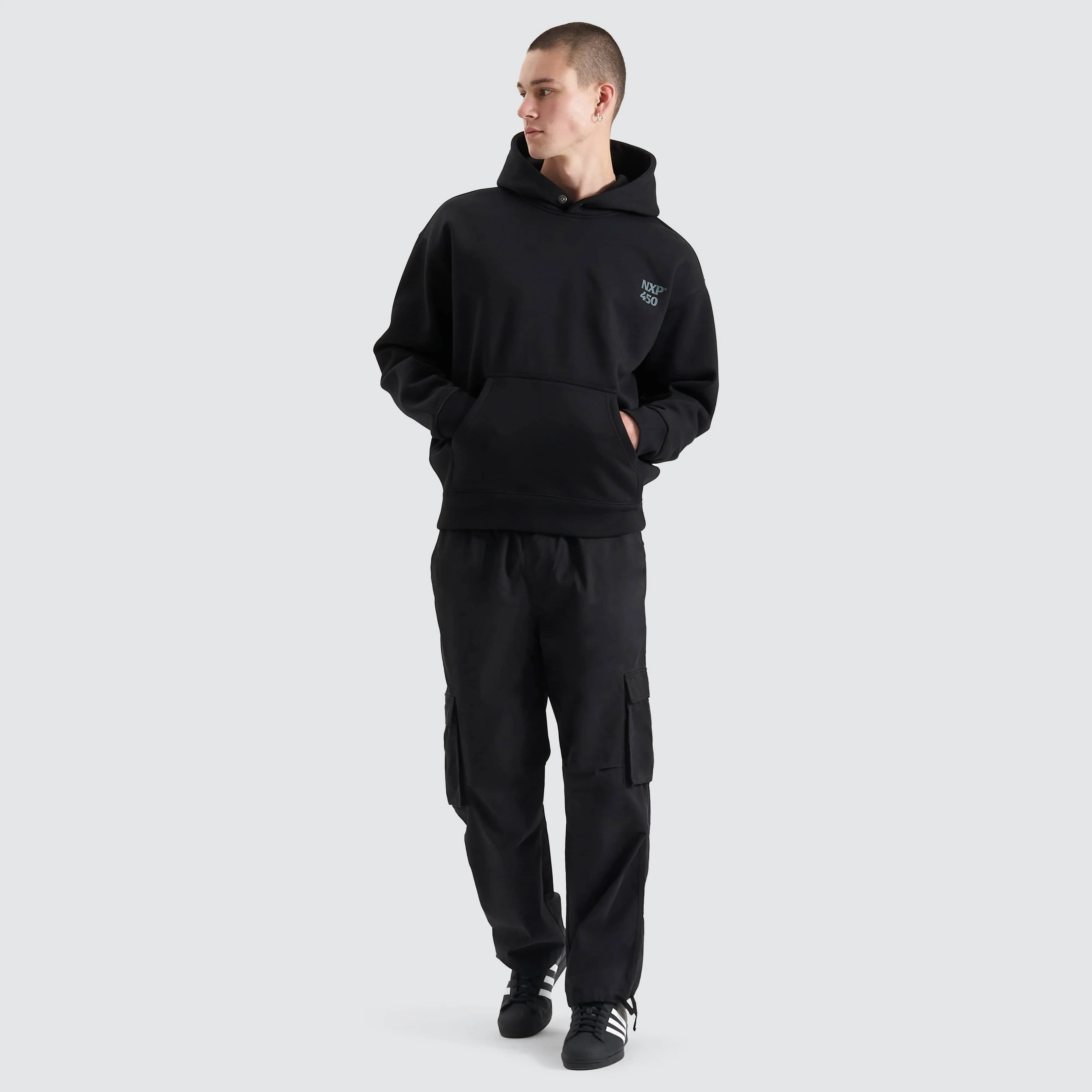 Core Line Heavy Box Fit Hoodie Jet Black