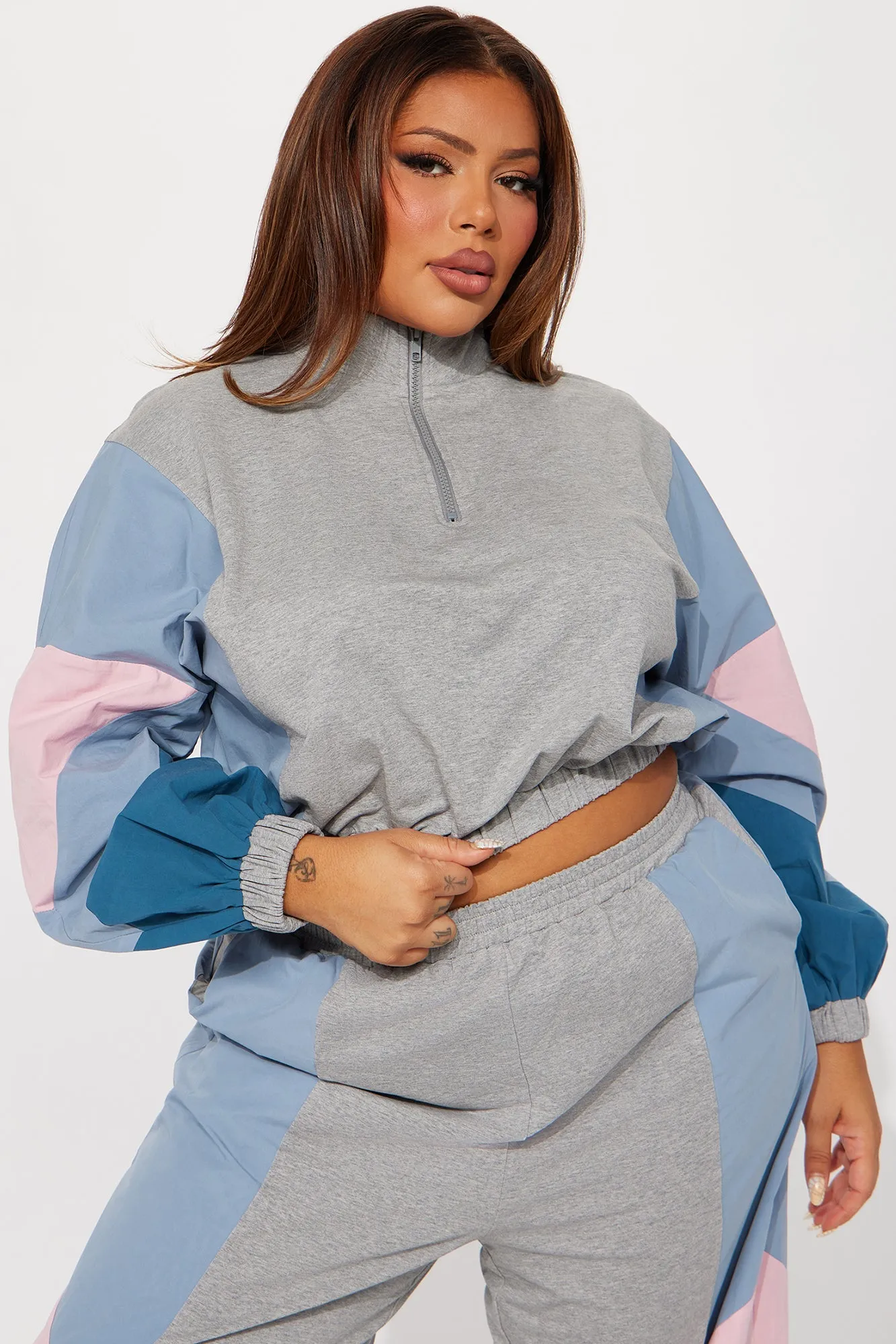 Coreen Colorblock Pant Set - Heather Grey