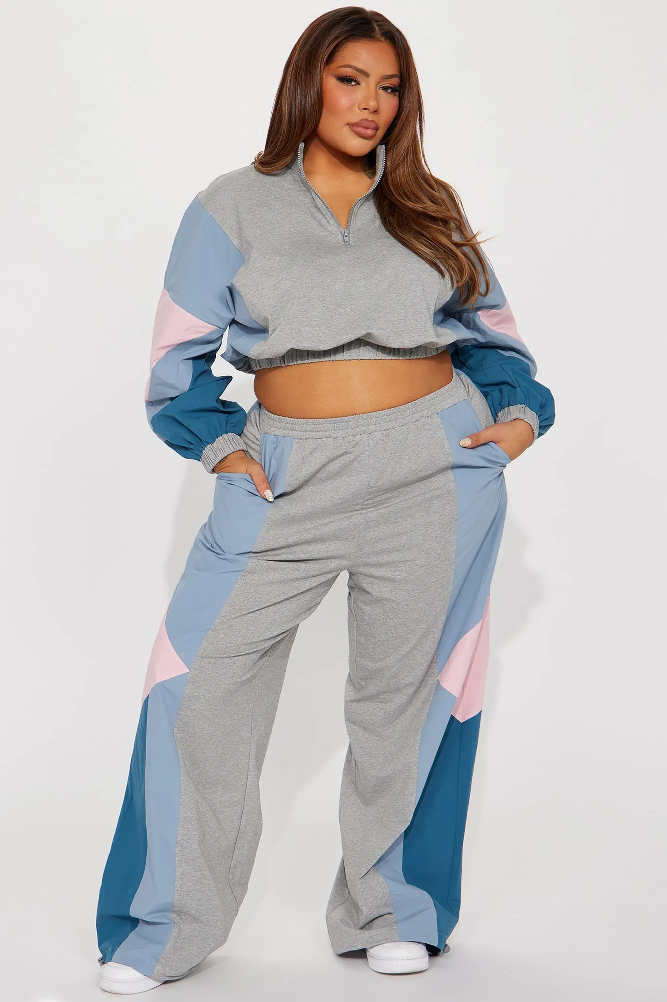 Coreen Colorblock Pant Set - Heather Grey
