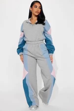 Coreen Colorblock Pant Set - Heather Grey