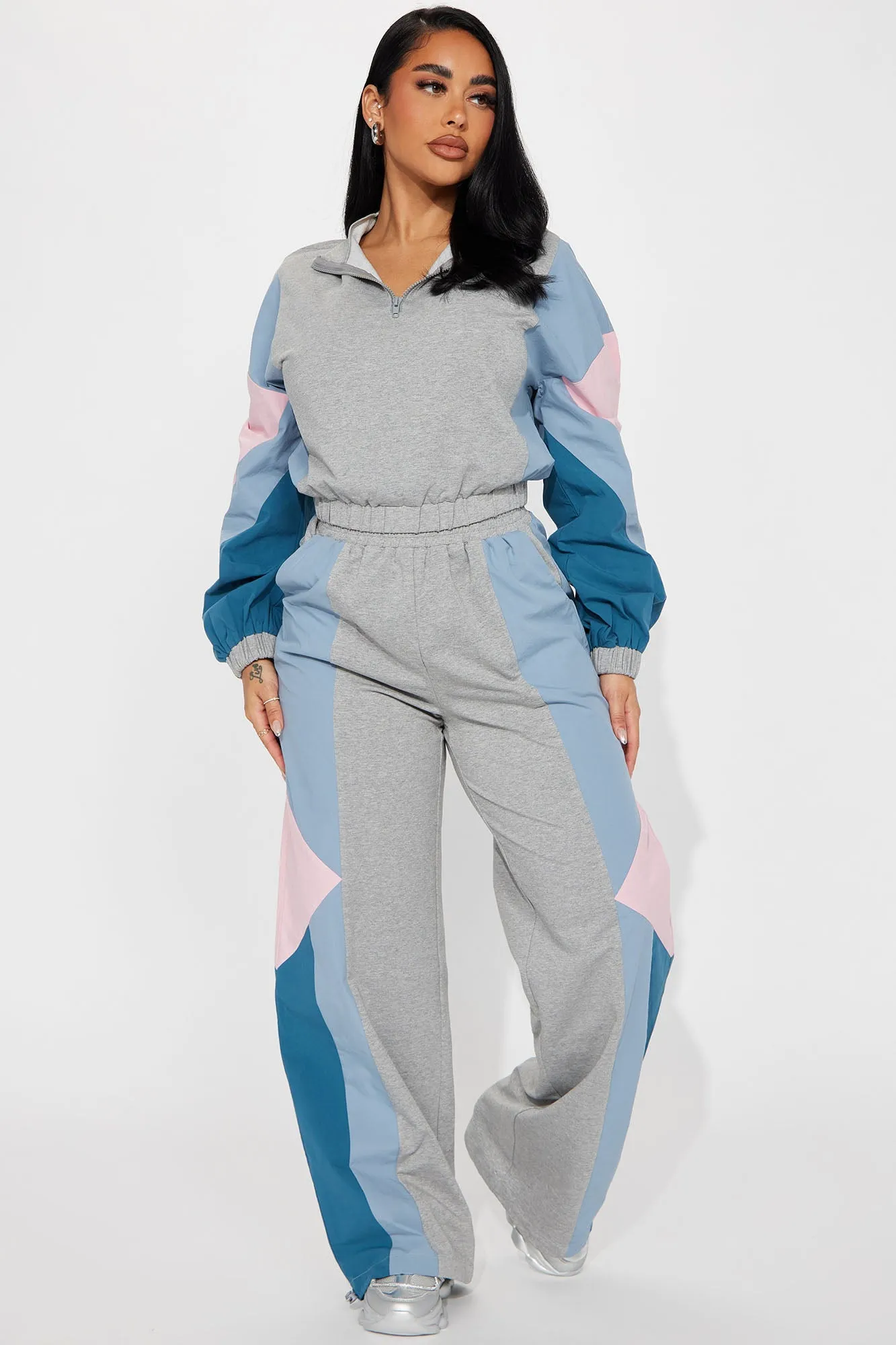Coreen Colorblock Pant Set - Heather Grey