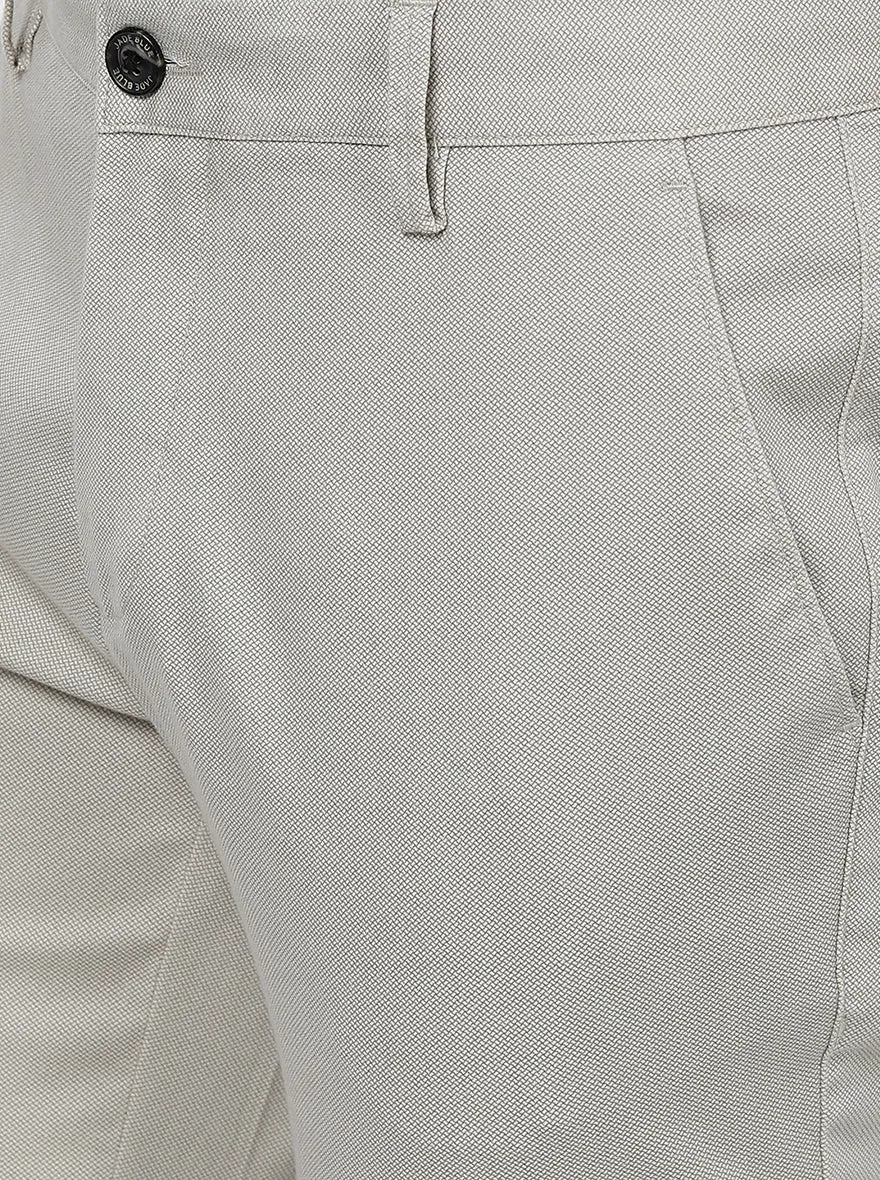 Cream Solid Uno Fit Casual Trouser | JadeBlue