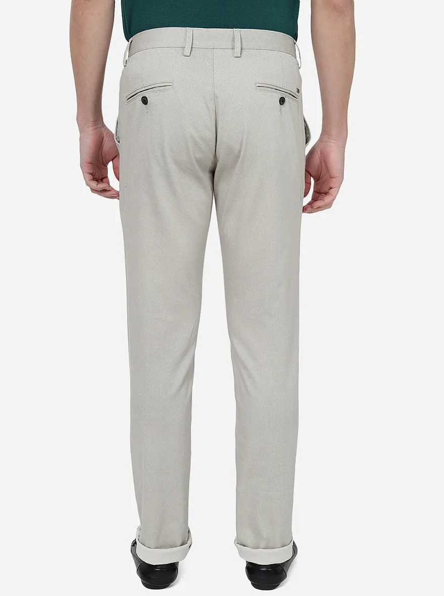Cream Solid Uno Fit Casual Trouser | JadeBlue