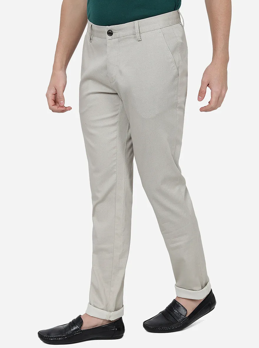 Cream Solid Uno Fit Casual Trouser | JadeBlue