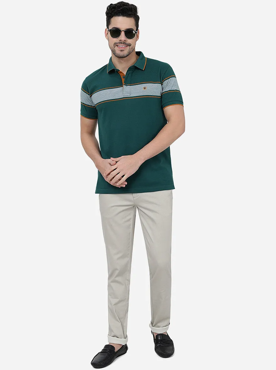 Cream Solid Uno Fit Casual Trouser | JadeBlue