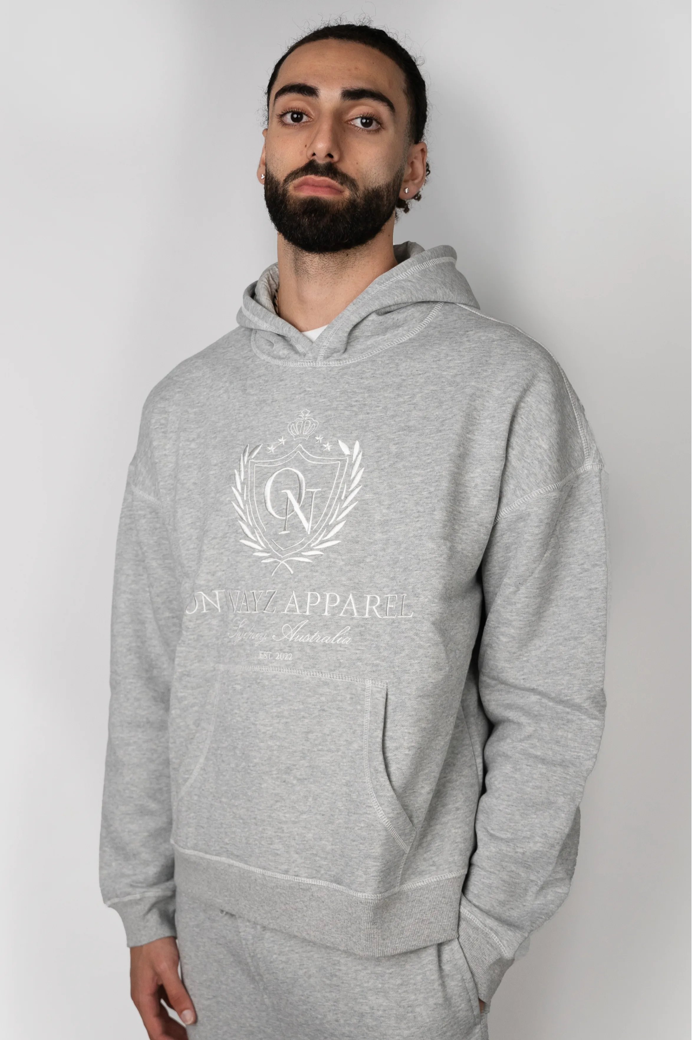 Crest Stitch Hoodie - Grey