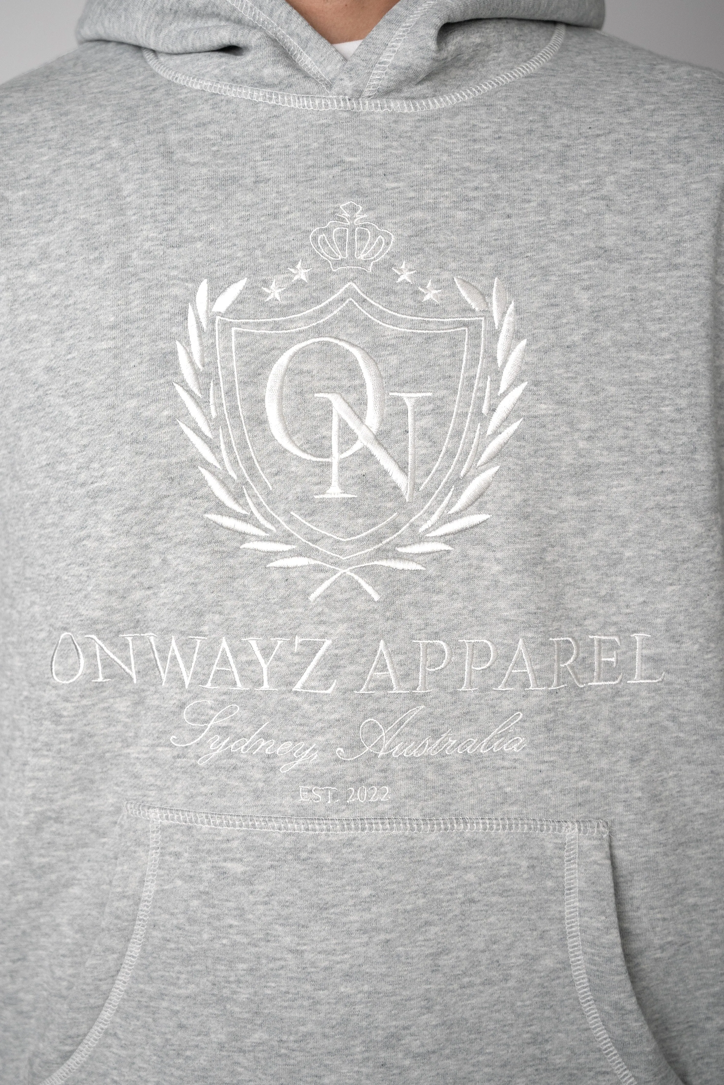 Crest Stitch Hoodie - Grey