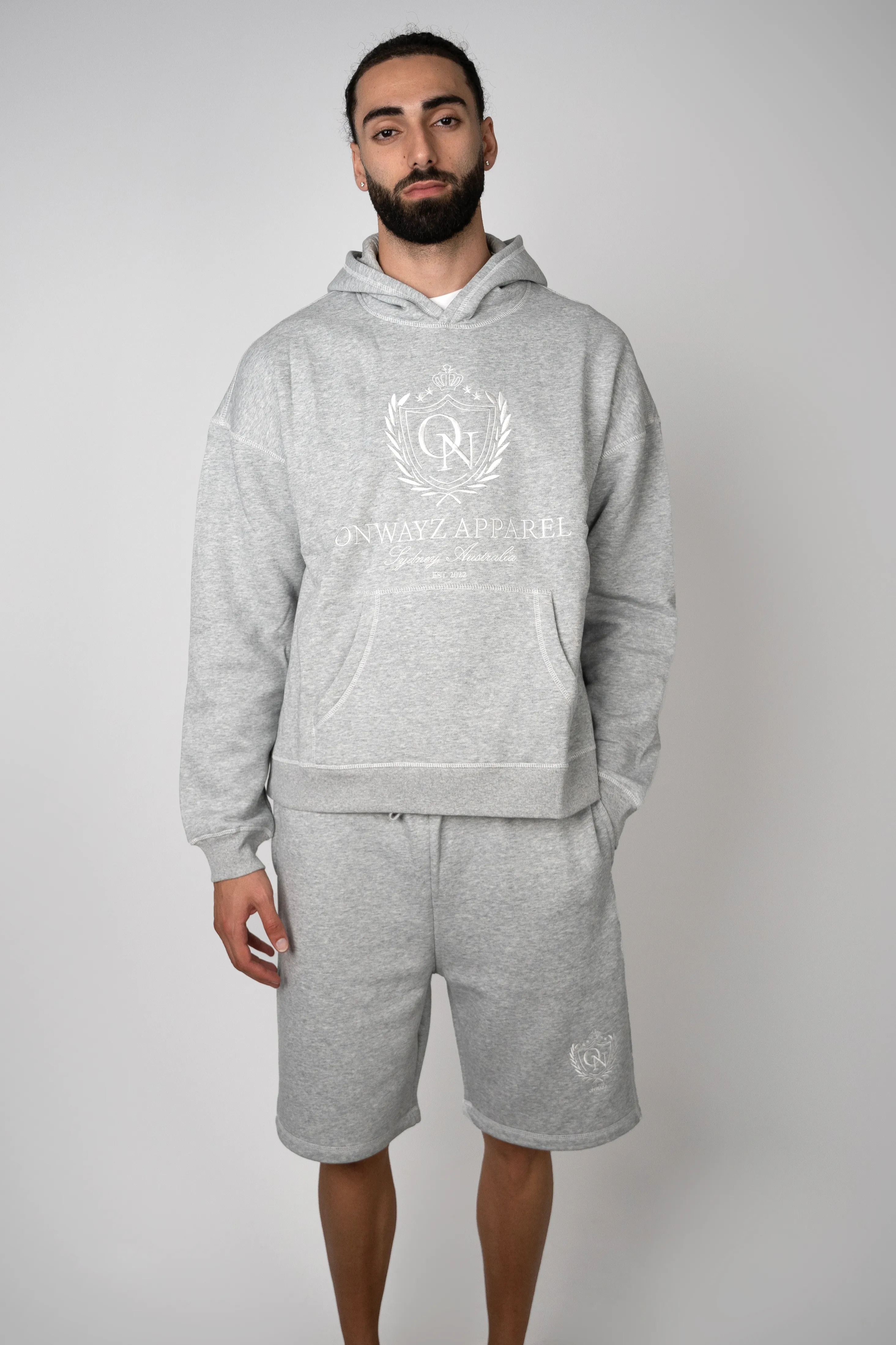 Crest Stitch Hoodie - Grey