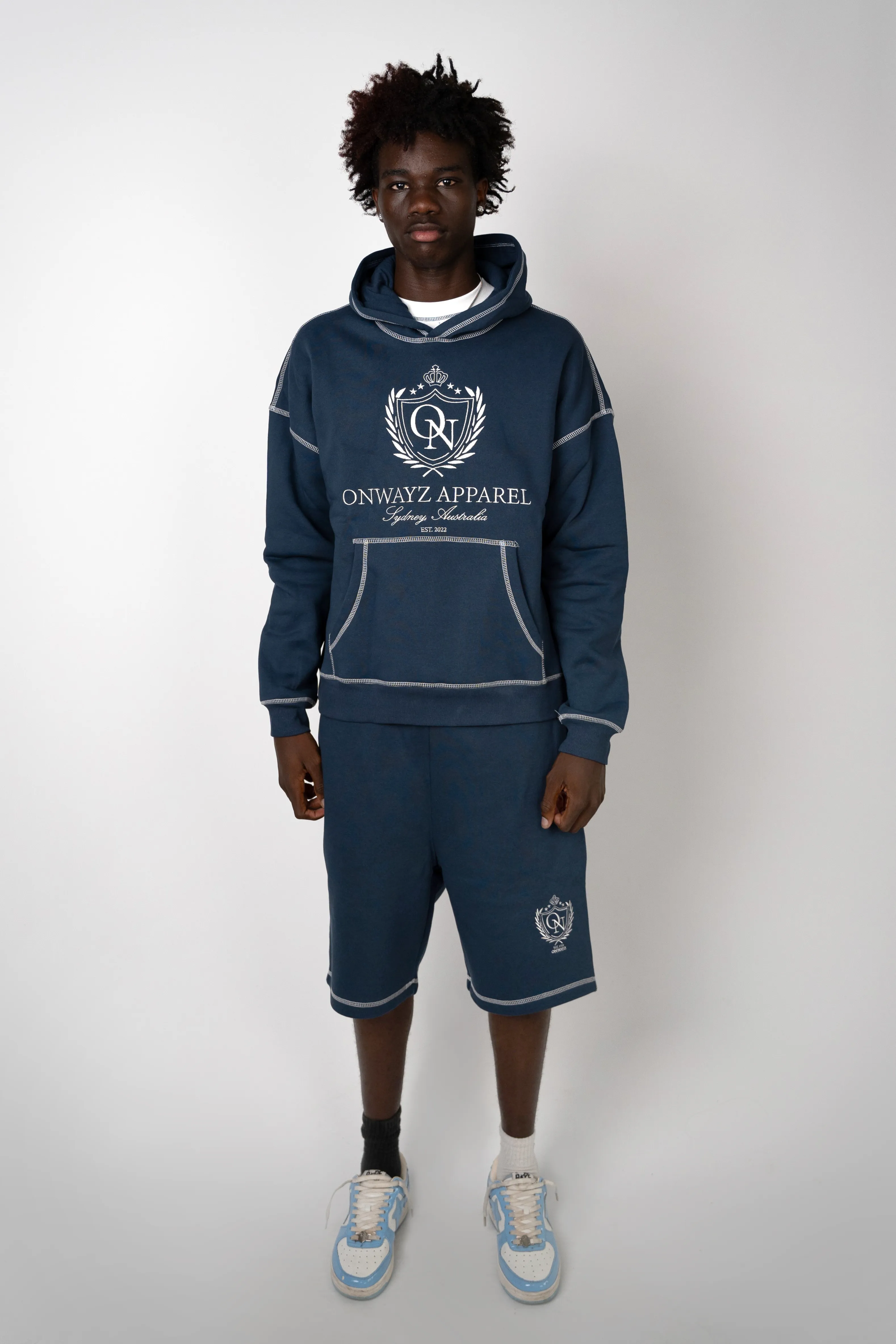 Crest Stitch Hoodie - Navy