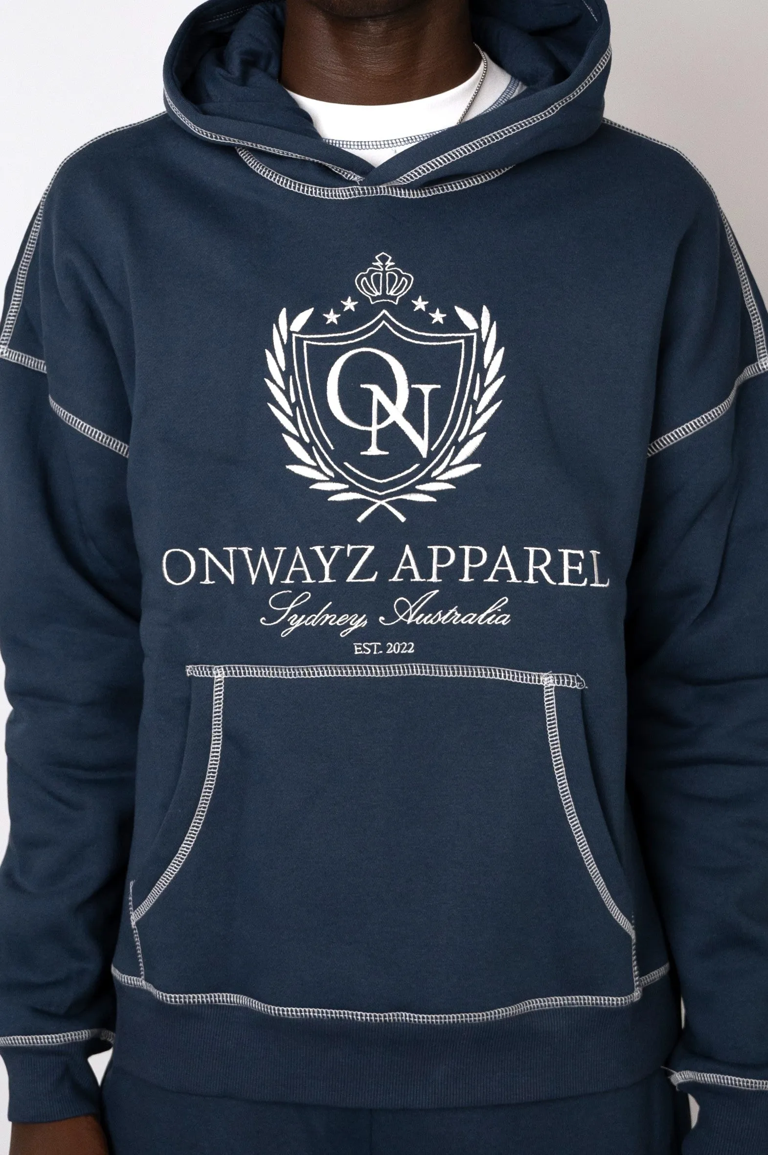 Crest Stitch Hoodie - Navy