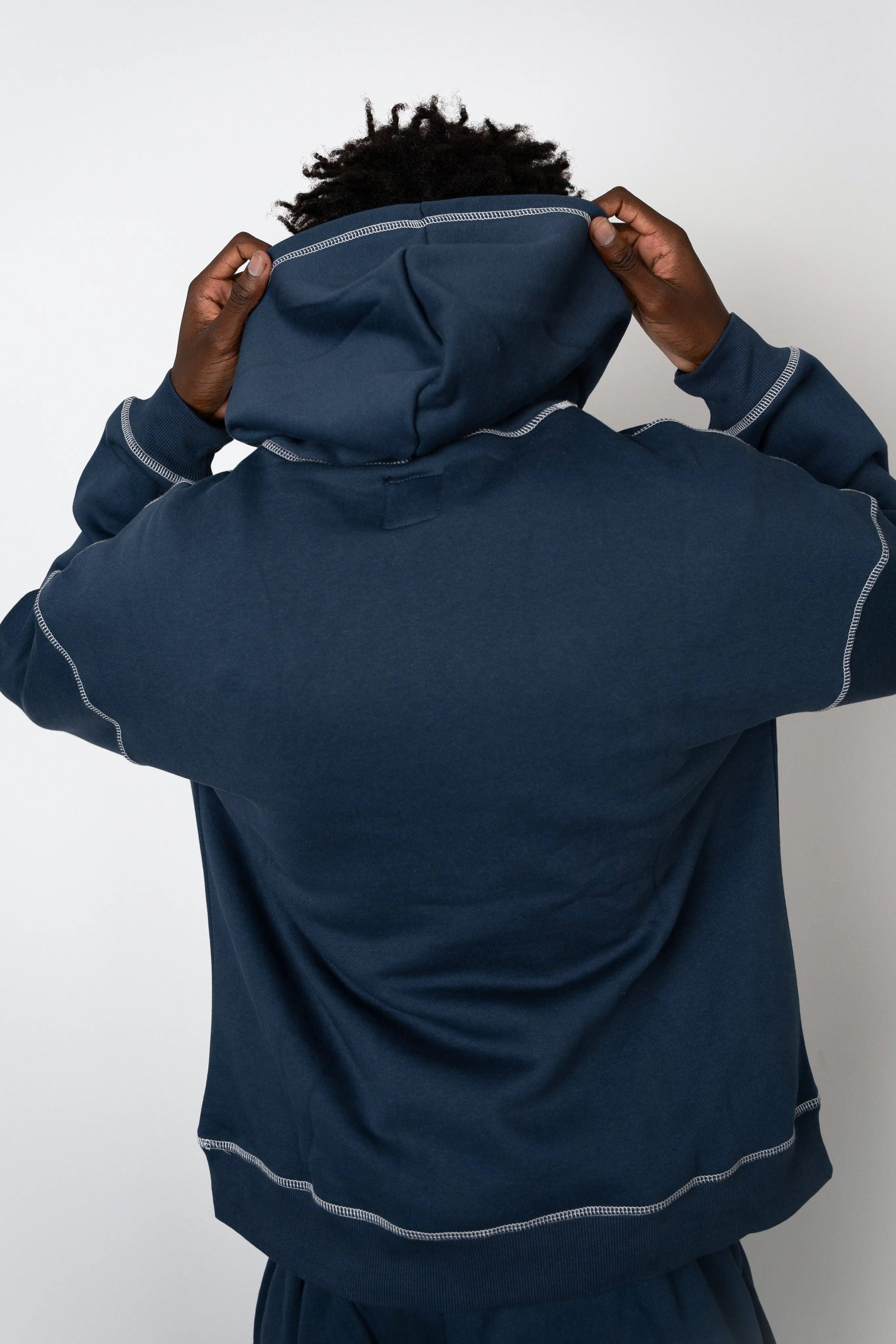 Crest Stitch Hoodie - Navy