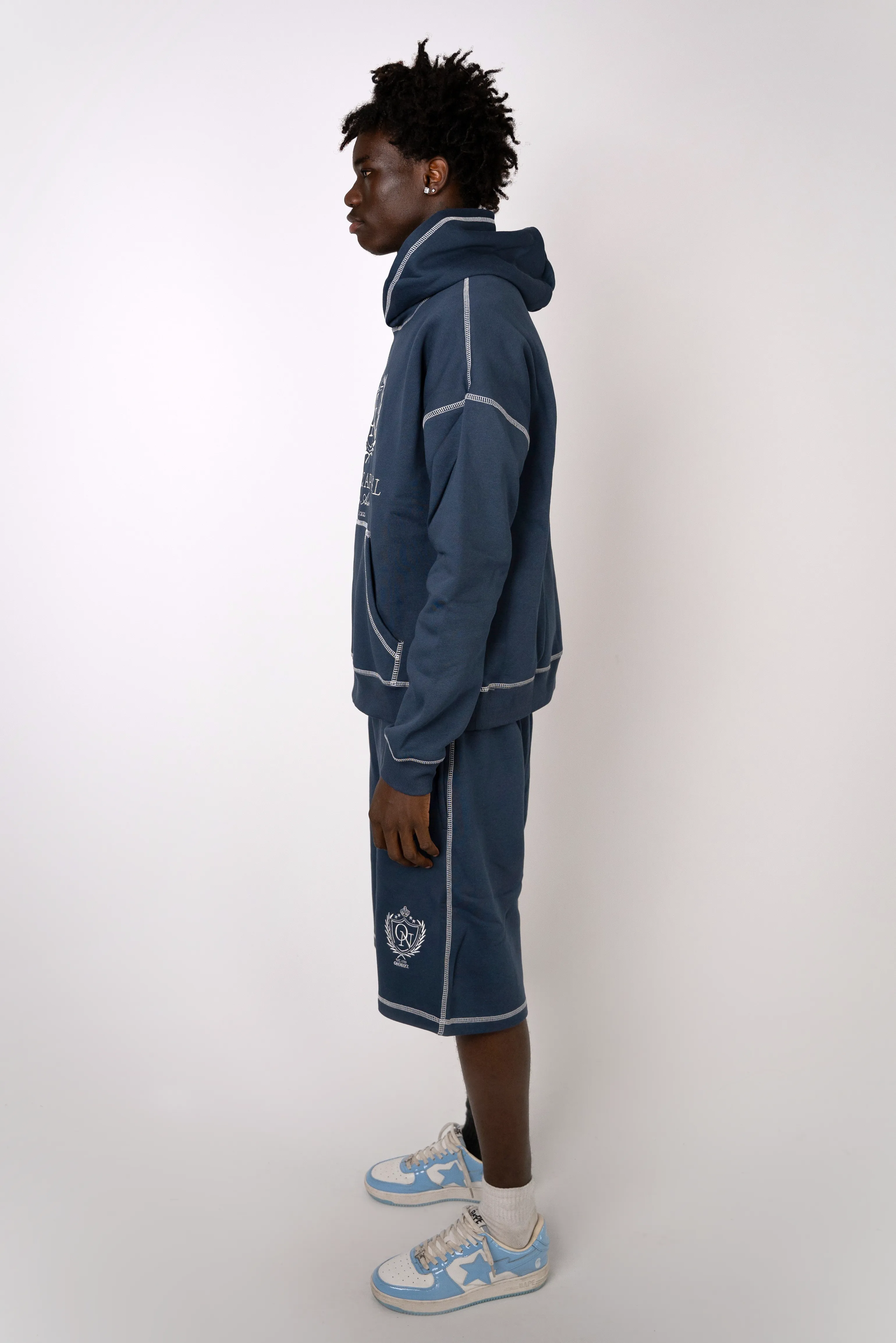 Crest Stitch Hoodie - Navy
