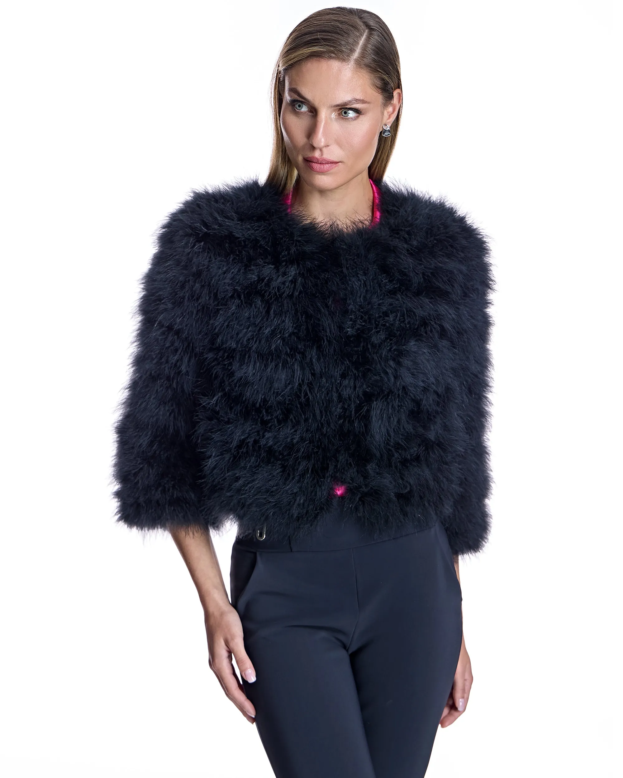 Cropped Feather Bolero