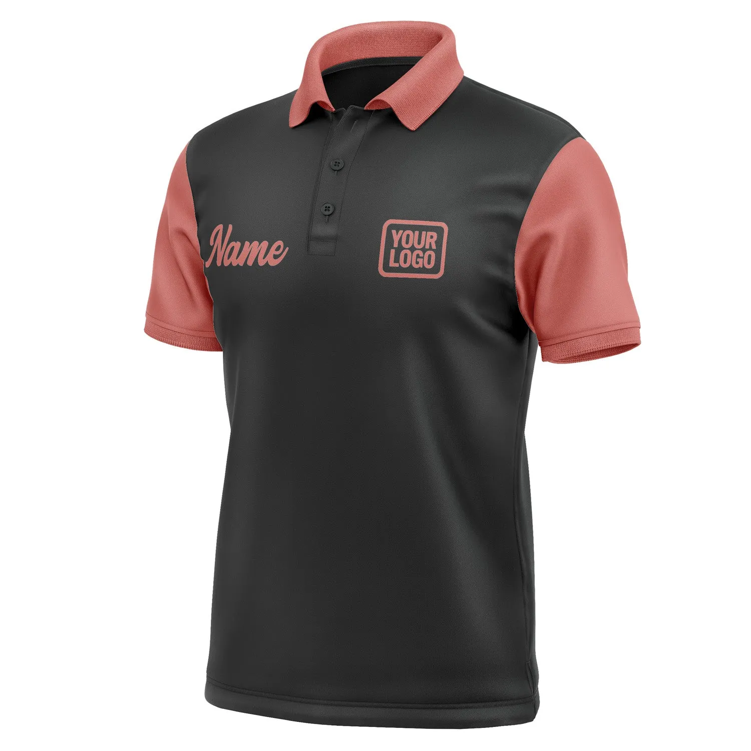 Custom Black Copper Rose Short-Sleeve Polo Shirt
