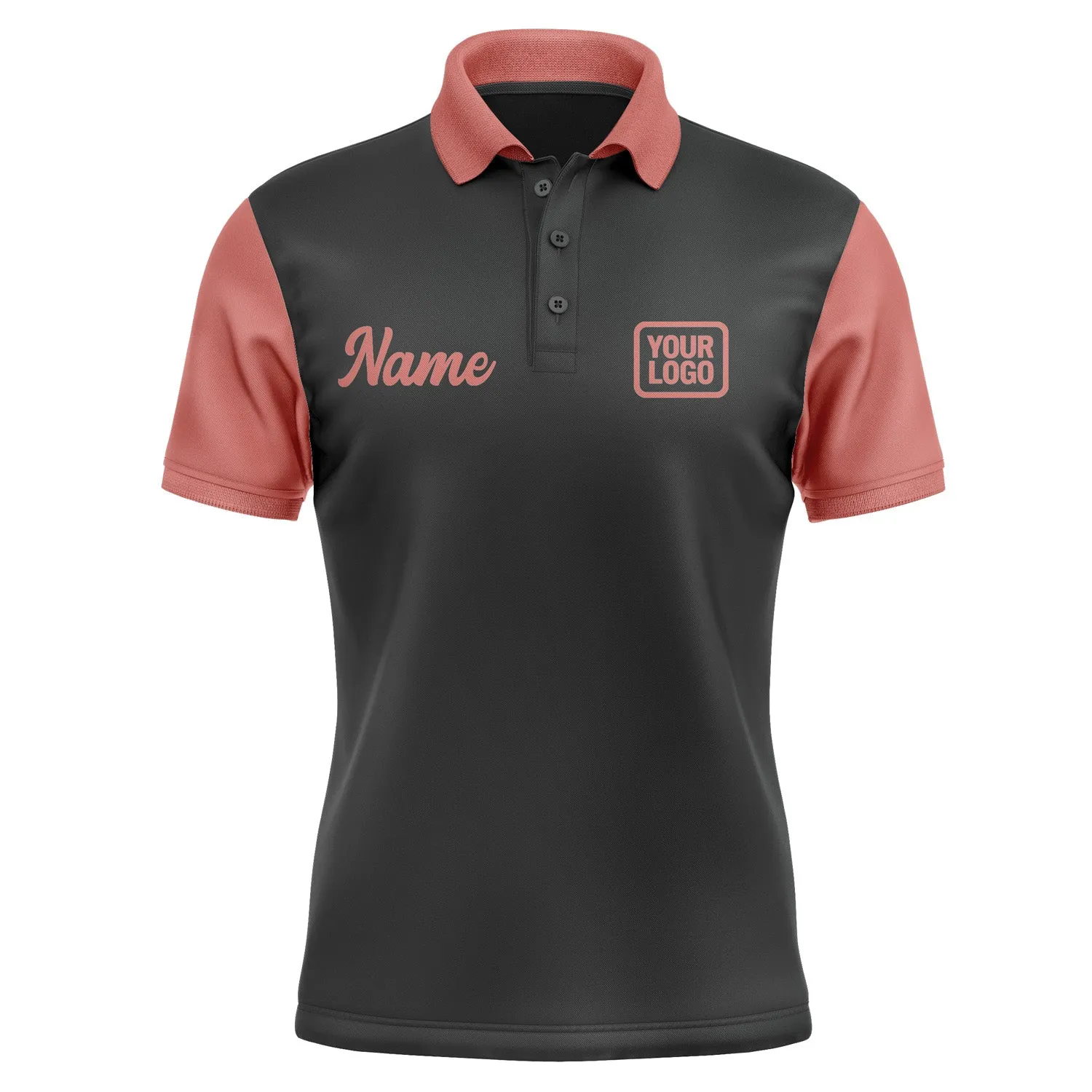 Custom Black Copper Rose Short-Sleeve Polo Shirt