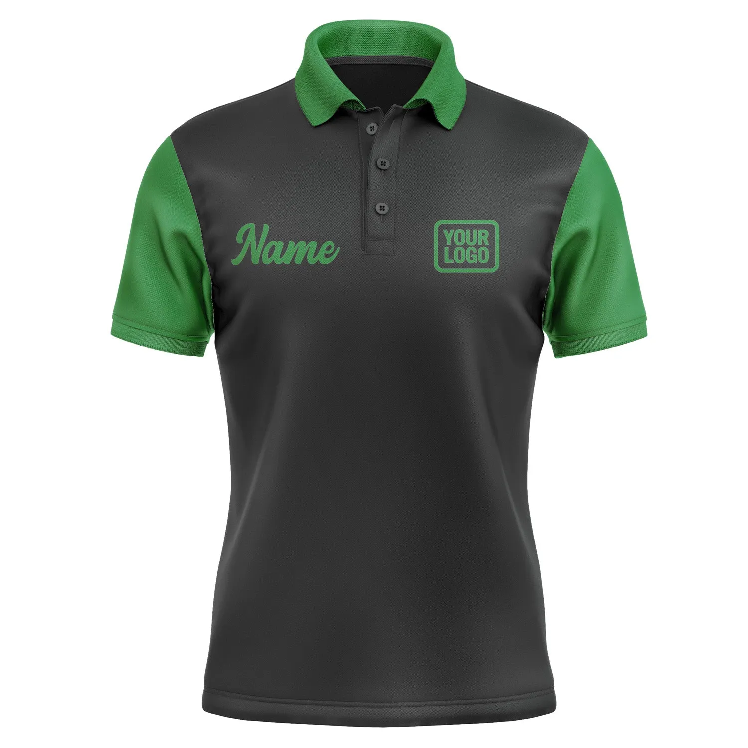 Custom Black Emerald Green Short-Sleeve Polo Shirt