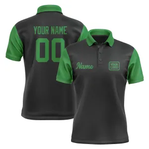 Custom Black Emerald Green Short-Sleeve Polo Shirt