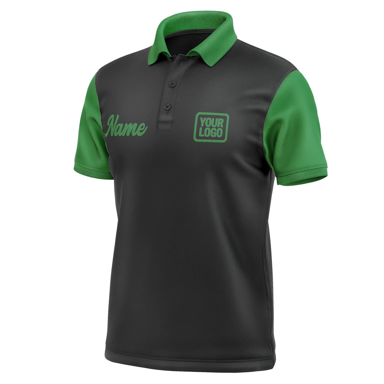 Custom Black Emerald Green Short-Sleeve Polo Shirt