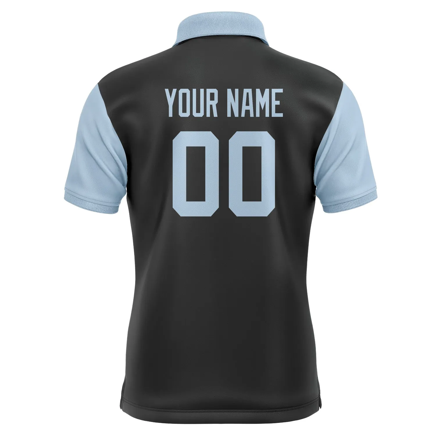 Custom Black Light Blue Short-Sleeve Polo Shirt