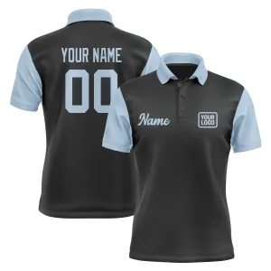 Custom Black Light Blue Short-Sleeve Polo Shirt
