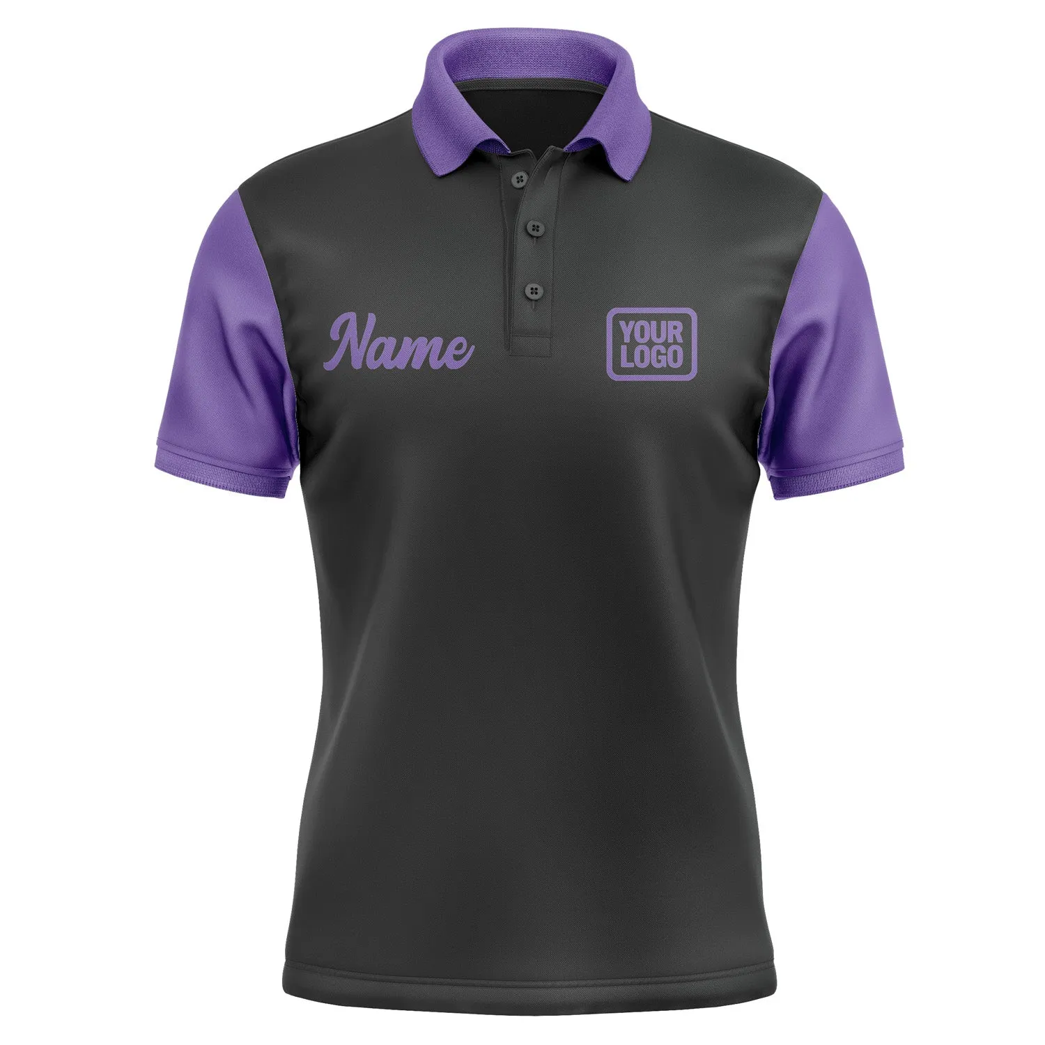 Custom Black Light Purple Short-Sleeve Polo Shirt
