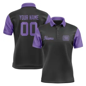 Custom Black Light Purple Short-Sleeve Polo Shirt