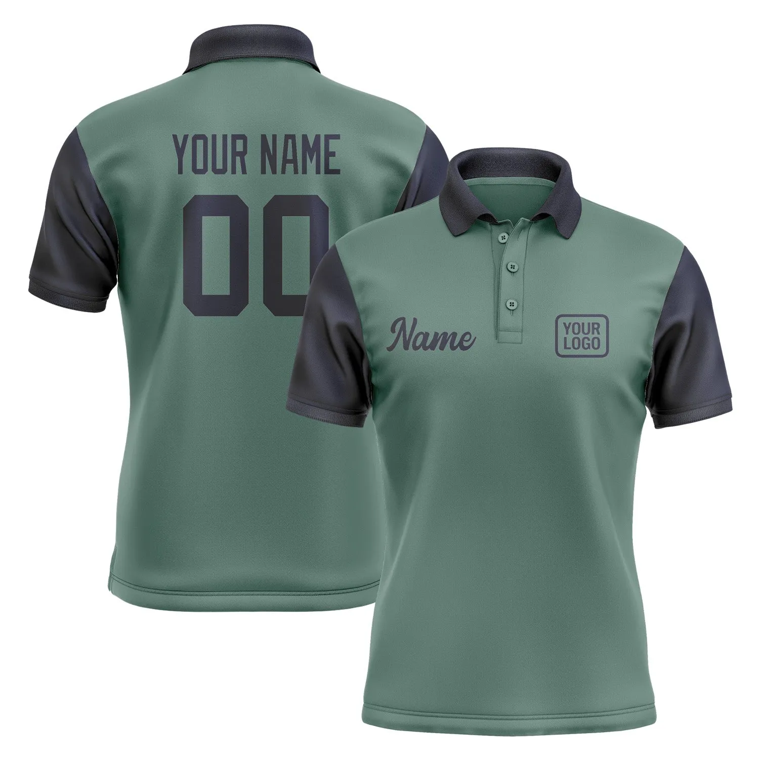 Custom Blue Green Navy Short-Sleeve Polo Shirt