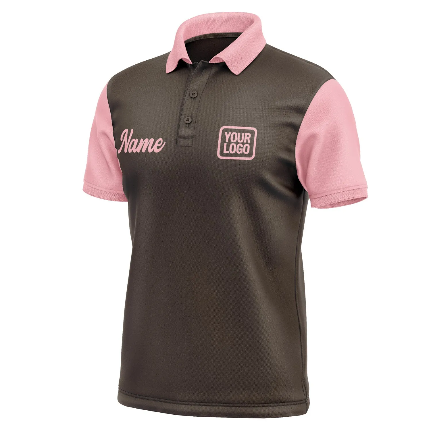 Custom Brown Light Pink Short-Sleeve Polo Shirt