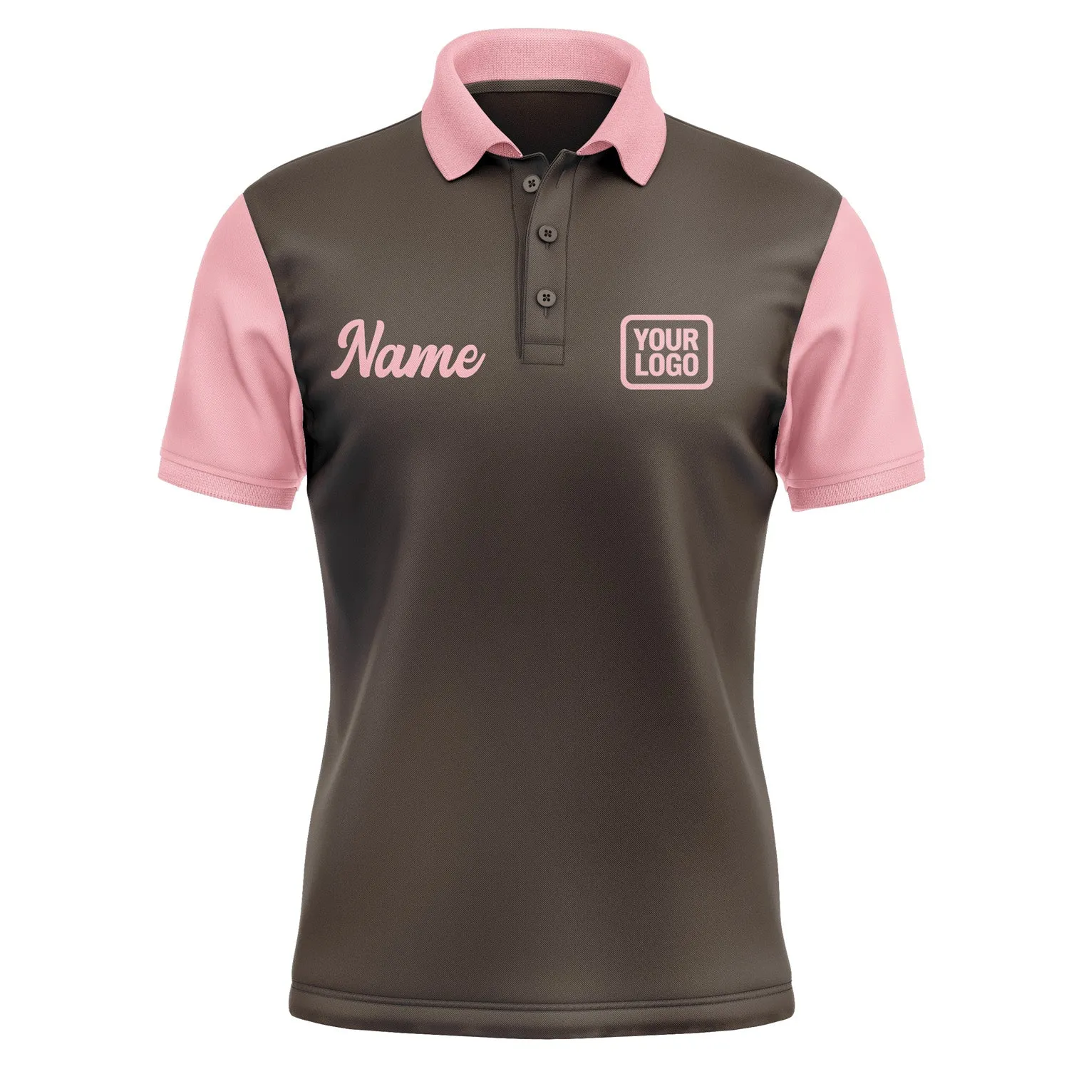 Custom Brown Light Pink Short-Sleeve Polo Shirt