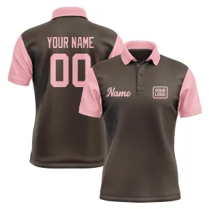 Custom Brown Light Pink Short-Sleeve Polo Shirt