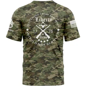 Custom Camo Descended From Men Who Would Not Beruled 1776 U.S Army Military Rank Staff sergeant Veteran Name T-Shirt | Father's Day Gifts