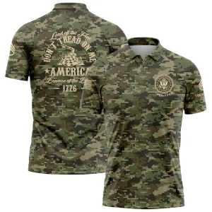 Custom Camo Land OF The Free Don't Tread On Me America Because Of The Brave 1776 U.S. Army Military Staff Sergeant Rank Veteran Name Golf Polo Shirt | Father's Day Gifts
