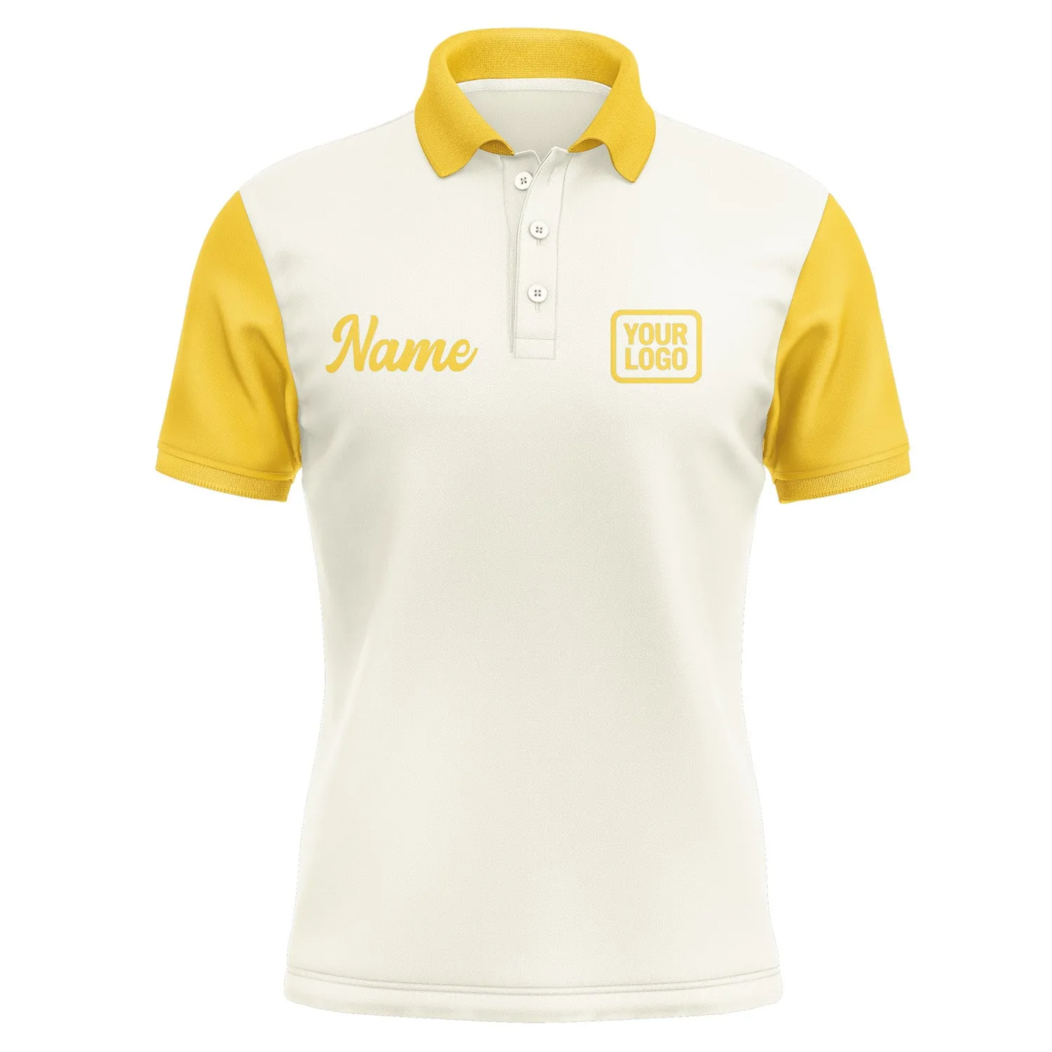 Custom Cream Gold Short-Sleeve Polo Shirt